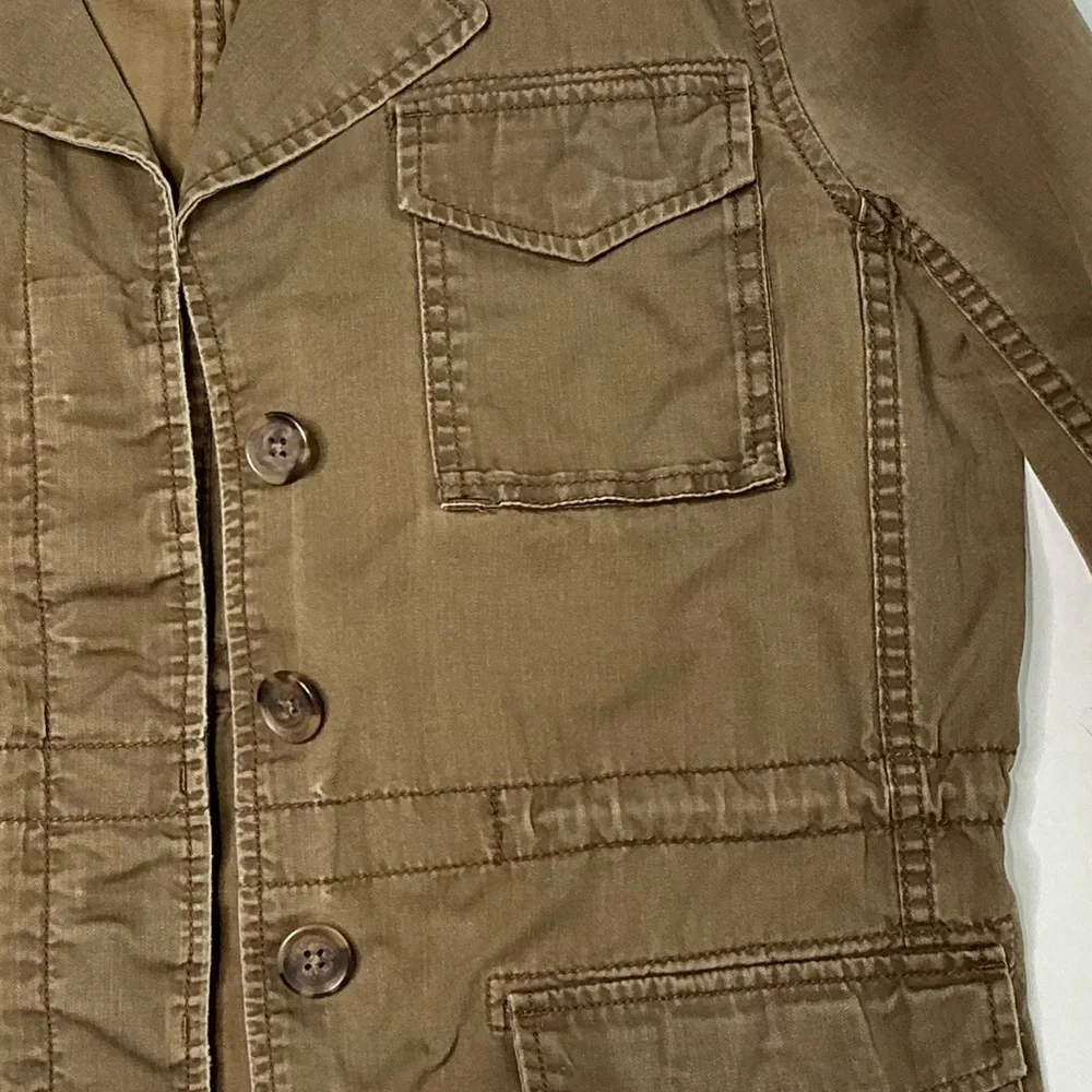 J.Crew Brown Utility Field Jacket Women’s Medium – Distressed Khaki Button-Up - Picture 3 of 15